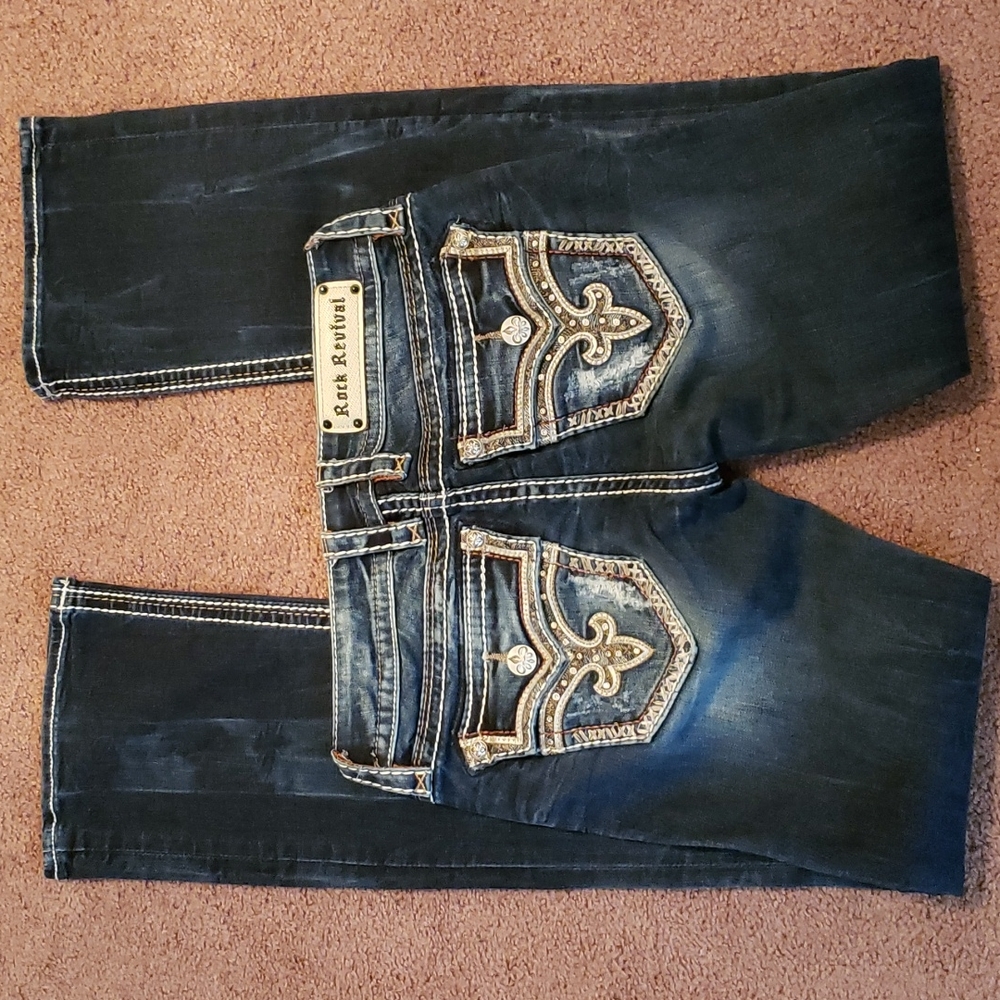 Womens Rock Revival flap pockets boot cut jeans size 27